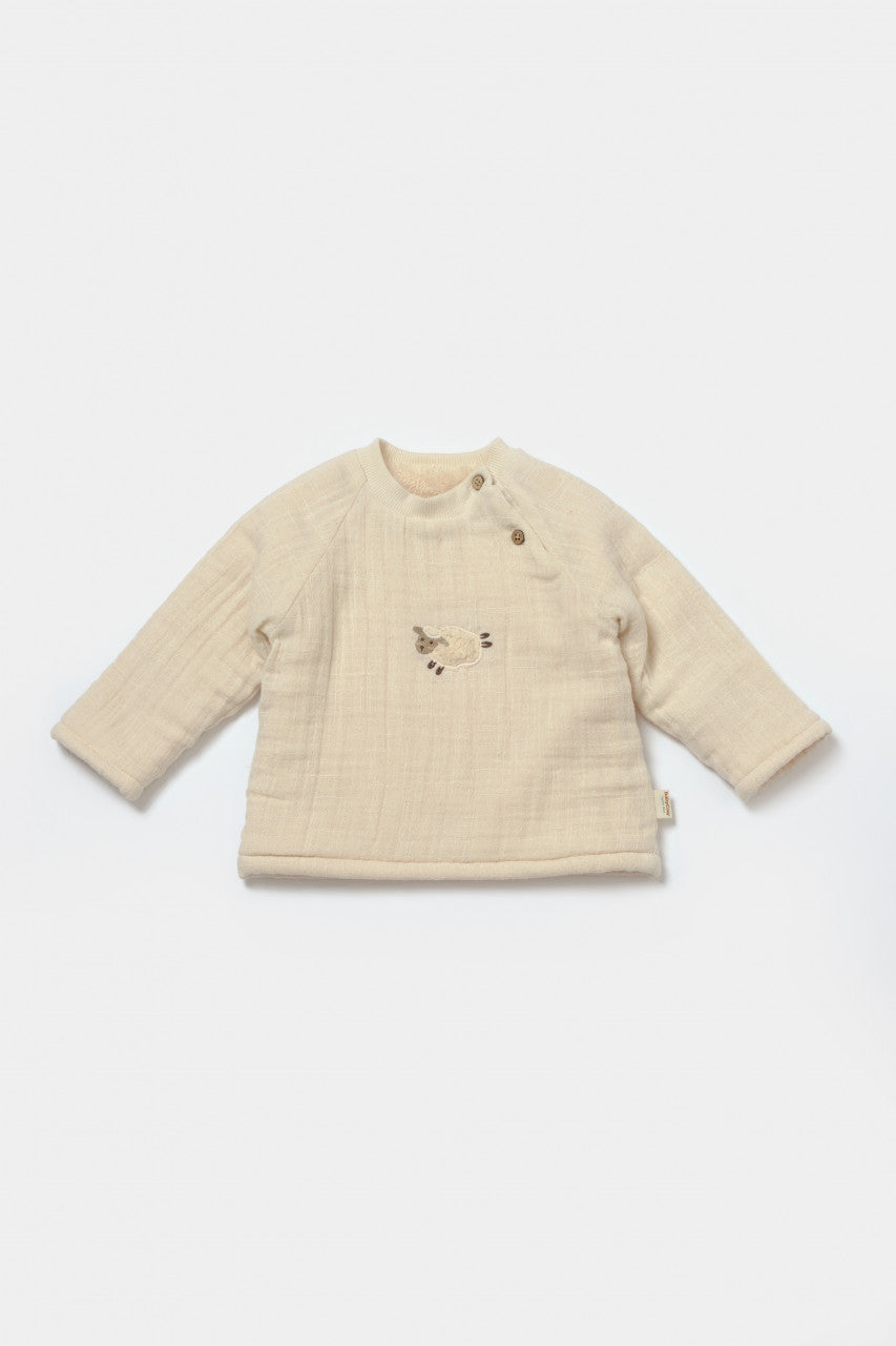 Set bluza dublata si pantaloni Ursulet, Winter muselin - , BabyCosy